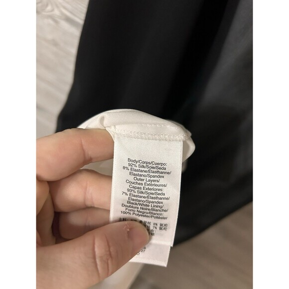 NWT DKNY Women's Dress Black & White Size P Petite A-Line Asymmetric Midi SILK - Picture 6 of 8